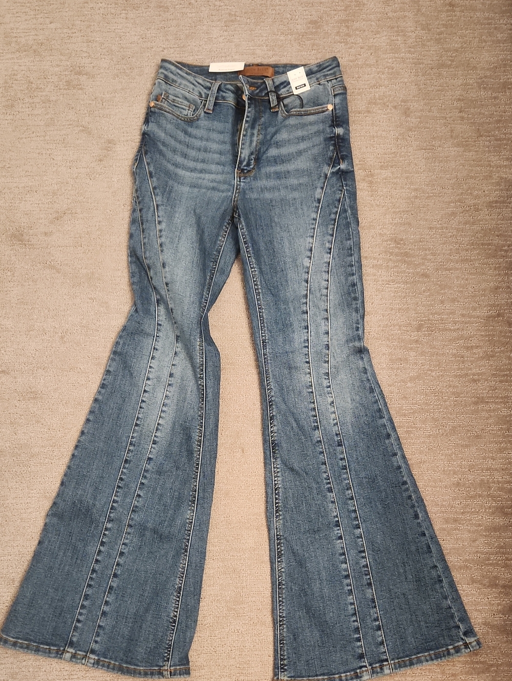 Judy Blue Medium Blue Flared Panel-Seam Jeans